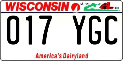 WI license plate 017YGC