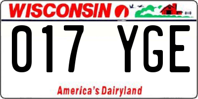 WI license plate 017YGE