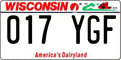 WI license plate 017YGF