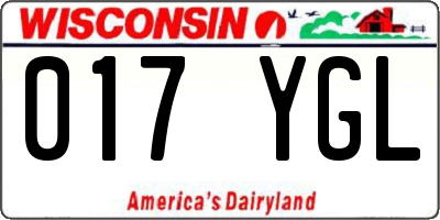 WI license plate 017YGL