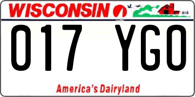 WI license plate 017YGO