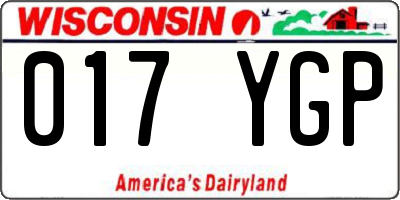 WI license plate 017YGP