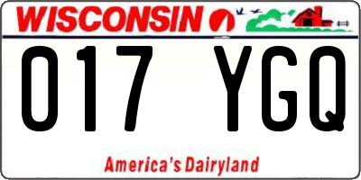 WI license plate 017YGQ