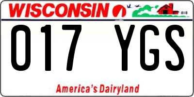WI license plate 017YGS