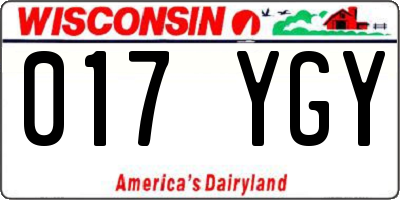 WI license plate 017YGY