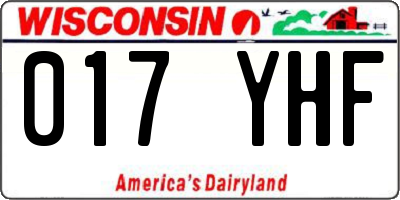 WI license plate 017YHF