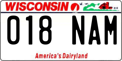 WI license plate 018NAM