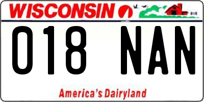 WI license plate 018NAN