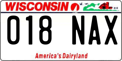 WI license plate 018NAX