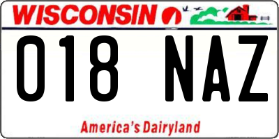 WI license plate 018NAZ