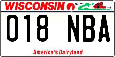 WI license plate 018NBA