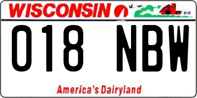 WI license plate 018NBW