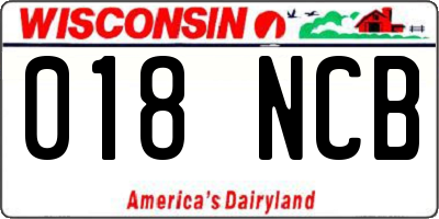 WI license plate 018NCB