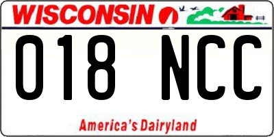 WI license plate 018NCC