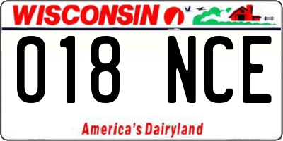 WI license plate 018NCE