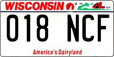 WI license plate 018NCF