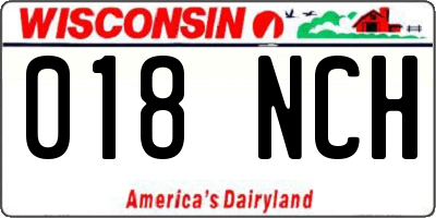 WI license plate 018NCH
