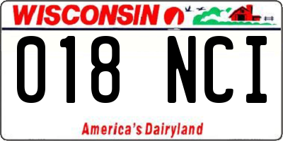WI license plate 018NCI