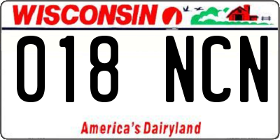 WI license plate 018NCN