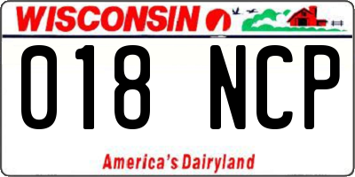 WI license plate 018NCP