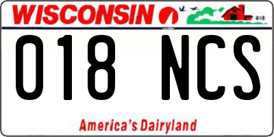 WI license plate 018NCS