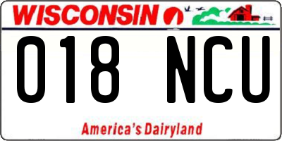 WI license plate 018NCU