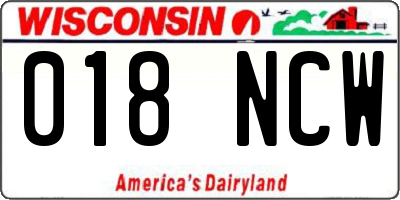 WI license plate 018NCW
