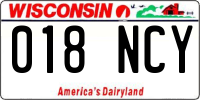 WI license plate 018NCY