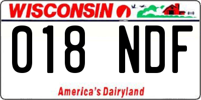 WI license plate 018NDF