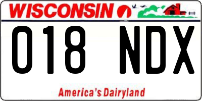 WI license plate 018NDX