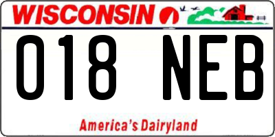 WI license plate 018NEB
