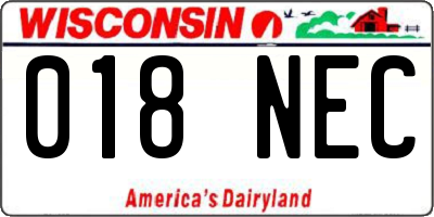 WI license plate 018NEC