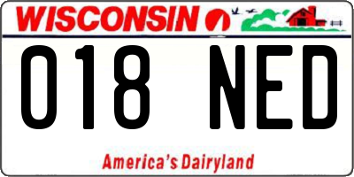 WI license plate 018NED