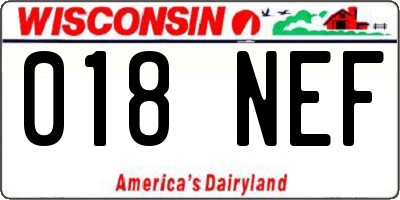 WI license plate 018NEF