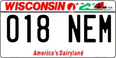 WI license plate 018NEM
