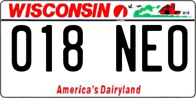 WI license plate 018NEO