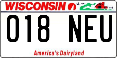 WI license plate 018NEU