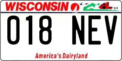 WI license plate 018NEV