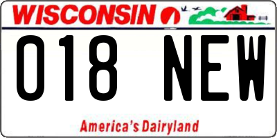 WI license plate 018NEW