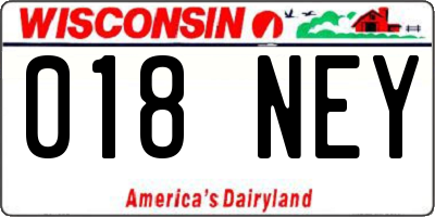 WI license plate 018NEY