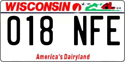 WI license plate 018NFE