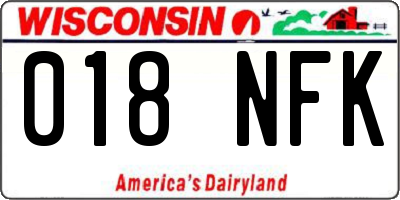 WI license plate 018NFK