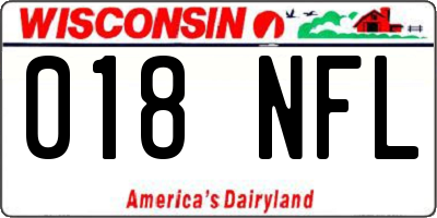 WI license plate 018NFL