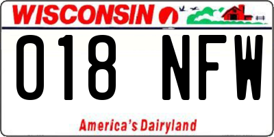 WI license plate 018NFW