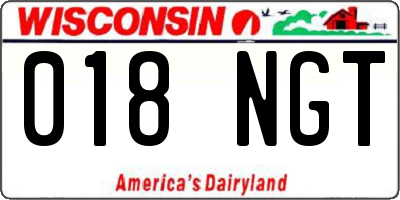 WI license plate 018NGT