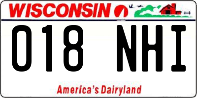 WI license plate 018NHI