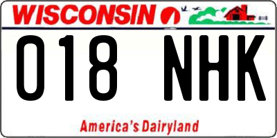 WI license plate 018NHK