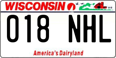 WI license plate 018NHL