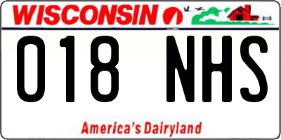 WI license plate 018NHS