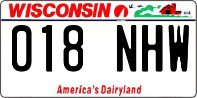 WI license plate 018NHW